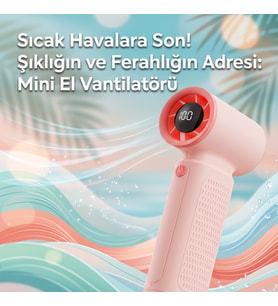 Yüksek Hızlı Soğutucu Mini Fan, Dijital Ekranlı ve Ayarlanabilir El Vantilatörü