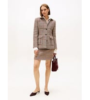 Tommy Hilfiger Seansonal Texture Kadın  Mini Etek WW0WW482650OG (Gri)