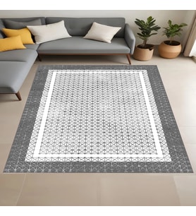Rovigo Home Dijital Baskı Yıkanabilir Kaymaz Taban Salon Halısı Ve Yolluk RVG0910-FNL127 (Gri)