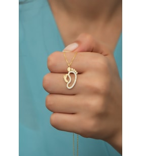 925 Ayar Gümüş Gold Zirkon Taşlı Ayakizi Kolye