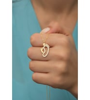 925 Ayar Gümüş Gold Zirkon Taşlı Ayakizi Kolye