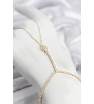 Gold Renk Pirinç Zirkon Taşlı Damla Model Şahmeran