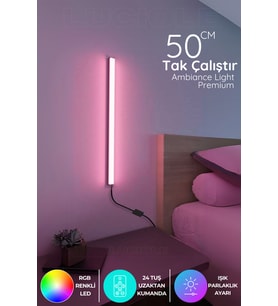 Şerit LED Kumandalı Led masa gece lamba - Yatak Üstü, Tv Yanı ,oturma Odası - Rgb 50 cm miniled4