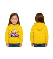 Unisex Baskılı Çocuk Swaetshirt Kapüşonlu 3 İplik Şardonlu Kuromi baskılı (Sarı)