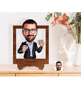 BK Gift Kişiye Özel Erkek Karikatürlü Ahşap Standlı 3D Biblo-50 (Beyaz)