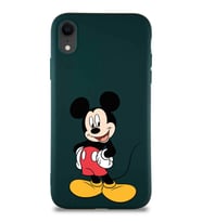 Apple iPhone XR Soft Premier Kapak Mickey Mouse-E Tasarımlı Silikon Kılıf - Yeşil (Şeffaf)