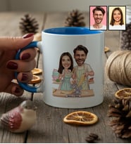 Kişiye Özel Karikatür Yemek Yapan Romantik Çift Kupa Bardak Sevgililer Günü Hediyesi