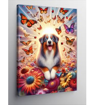 Kanvas Tablo Sevimli Köpek Ve Kelebekler