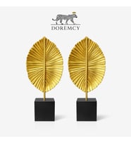 Doremcy 2’li Gold Yaprak Biblo 28x12 cm Modern Dekoratif Obje Polyester Döküm (Altın)