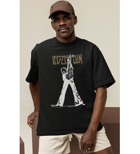 Tasarım Led Zeppelin Rock Metal Müzik Grubu Baskılı Unisex Oversize Tişört