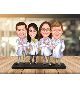 Kişiye Özel Karikatür Biblo DOKTORLAR İKİ KADIN İKİ ERKEK