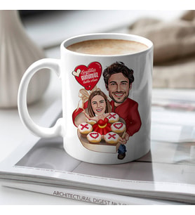 Kişiye Özel Pastadan Çıkan Aşk Karikatürlü Kupa Bardak