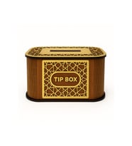 Kilitli Ahşap Bahşiş Kutusu Tip Box Aynalı Gold Pleksi Kaplamalı Dekoratif Kumbara