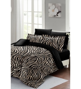 Çift Kişilik Nevresim Takımı Sık Dokuma Pamuk Saten 3d Özel Tasarım Black Zebra