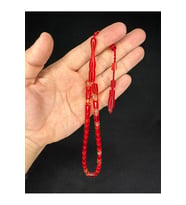 SEVGİLİYE ÖZEL HEDİYE TOZ KEHRİBAR TESBİH KIRMIZI RENKLİ KESME KESİM 11MMX7.5MM H-1670.