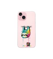 iPhone 15 Plus ile Uyumlu Splash Tembel Hayvan Tasarımlı Şeffaf Silikon Kılıf