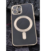 iPhone 12 Pro Uyumlu MagSafe Özellikli Lens Korumalı Renkli Kılıf Siyah