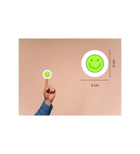 Yeşil Emoji Gülen Suratlar Etiketleri Sevimli Gülümseyen Yüz Yuvarlak Mat Sticker 3 Cm (95 ADET)