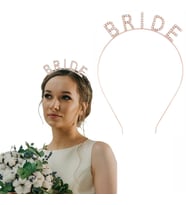 Rose Gold Bekarlığa Veda Kristal Taş Bride Tacı