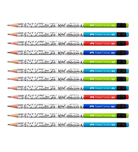 Caligraphy Desenli Silgili Yuvarlak HB Kurşun Kalem - 12 Adet