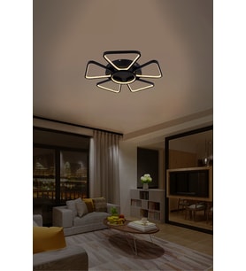 3 Renkli Modern 6 Kollu LED Tavan Avizesi – Yıldız Formlu Siyah Geometrik Salon Aydınlatma