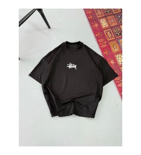 Erkek Baskılı Oversize T-shirt - Siyah