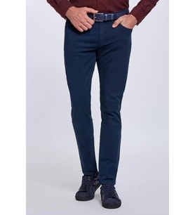 Erkek Lacivert Regular Fit Rahat Kesim 5 Cep Esnek Chino Pantolon