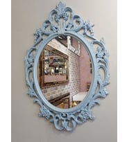 Ayna Denizi Vintage Light Blue Taç Model Açık Mavi Renk Dekoratif Ayna