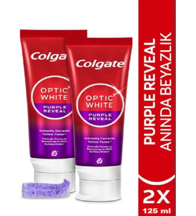 Colgate Optic White Purple Reveal Beyazlatıcı Diş Macunu 125 ml X 2 Anında Daha Beyaz Dişler İçin