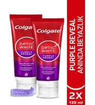Colgate Optic White Purple Reveal Beyazlatıcı Diş Macunu 125 ml X 2 Anında Daha Beyaz Dişler İçin