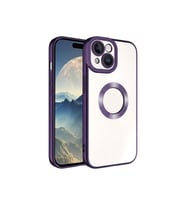 Apple iPhone 15 Uyumlu Kılıf Kamera Korumalı Logo Gösteren Zore Omega Kapak (Koyu Mor)