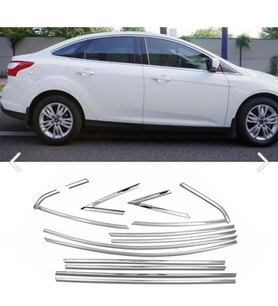 Ford Focus 3 Sedan ( 2012 - 2018 ) Krom Cam Çıtası Komple Tam Tur Paslanmaz Çelik Full Set