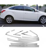 Ford Focus 3 Sedan ( 2012 - 2018 ) Krom Cam Çıtası Komple Tam Tur Paslanmaz Çelik Full Set