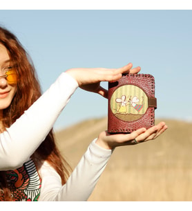 Dans Eden Fare Figürlü Küçük Cüzdan Etnik Bohem Retro Style - Bordo