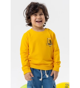 Breeze Erkek Bebek Sweatshirt Kaykaycı Baskılı 9 Ay-3 Yaş, Sarı