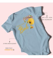 Halasının Balı Baskılı Bebek Zıbını – Çıtçıtlı Body 8 Renk  %100 Pamuk Kısa Kol (Bebek Mavisi)
