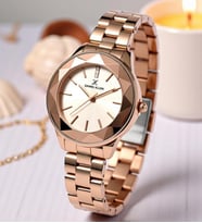 Rose Gold Kadın Kol Saati - Orijinal - Kesme Cam - Çelik Kordon - 2 Yıl Garanti - Bileklik Hediye