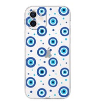 PrintiFy iPhone 12 ile Uyumlu Nazar Boncuğu 1 Baskılı Kamera Korumalı Şeffaf Silikon Kılıf