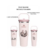 Kişiselleştirilebilir Stanley The Iceflow Flip Straw Pipetli Termos 0,89 L Özel Isimli/ Fotoğraflı 1 Adet (Rose)