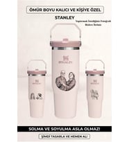 Kişiselleştirilebilir Stanley The Iceflow Flip Straw Pipetli Termos 0,89 L Özel Isimli/ Fotoğraflı (Rose)