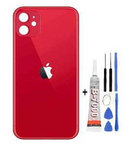 İphone 11 Arka Cam Batarya Pil Kapağı + Yapıştırıcı + Tamir Set (Kırmızı)