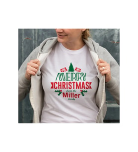 Yılbaşı Merry Christmas Miller Baskılı Oversize Bisiklet Yaka T-shirt - Beyaz