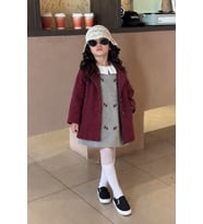 Miniğimin Cicileri Kaşe Ceketli Çiçek İşleme Elbiseli 4 lü Takım - Bordo