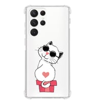 Samsung Galaxy S22 Ultra Uyumlu Köşe Korumalı Antişok  Kapak Coolcat Tasarımlı Şeffaf  Kılıf