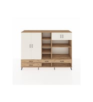 Hyperion Dolap 12 Raflı 4 Çekmeceli 4 Kapaklı 220x44x163 Çam-Aytaşı/Çam