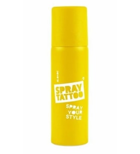Spray Tattoo Sarı Renk Geçici Dövme Spreyi Sürpriz Şablon Hediyeli