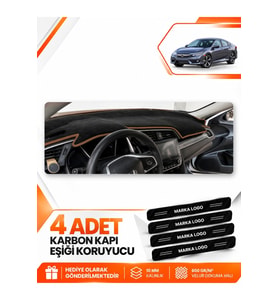 HONDA CIVIC FC5 (2015-2022) Uyumlu Ön Torpido Koruma Kılıfı Halısı - Siyah Kahverengi