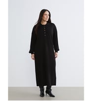 LCW Modest Siyah Polo Yaka Triko Elbise