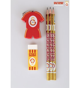LİSANSLI GALATASARAY 3 ADET KURŞUN KALEM,LOGO SİLGİ VE KALEMTRAŞ SETİ 