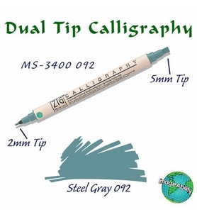 Zig Calligraphy Çift Uçlu Kaligrafi Kalemi 2 mm + 5 mm 092 Steel Gray 